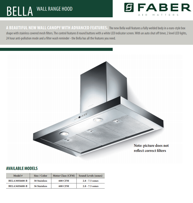 Navigating though Faber’s Specifications, Installation and Parts